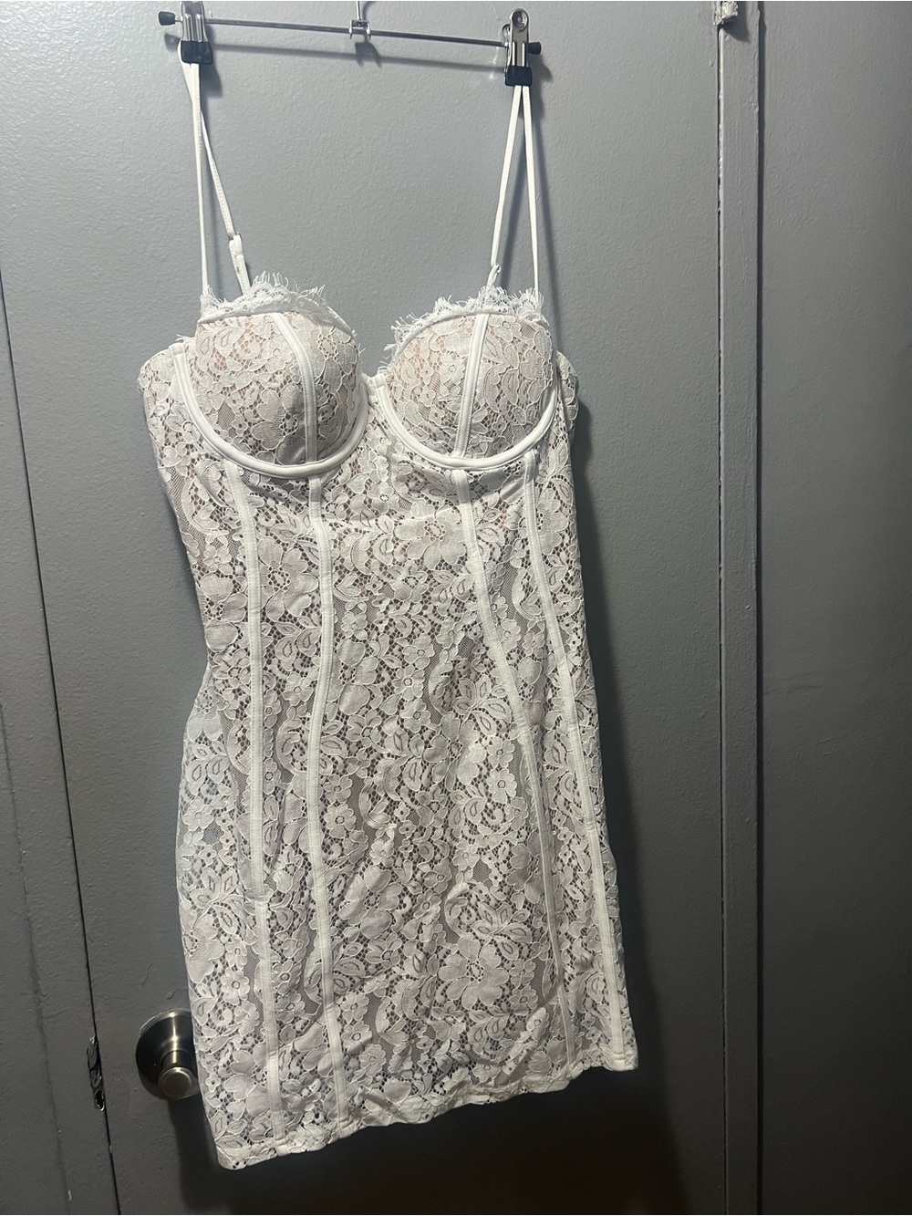 Fashion Nova White Lace Bustier Chemise